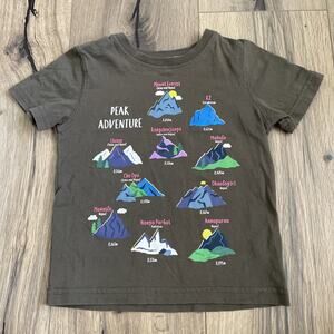 Mini Boden Size 3-4 Years Toddler Tshirt Brown Peak Adventure Mountain Print EUC